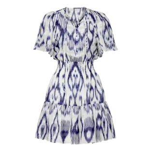 Rebecca Taylor blue and white silk ikat print dress